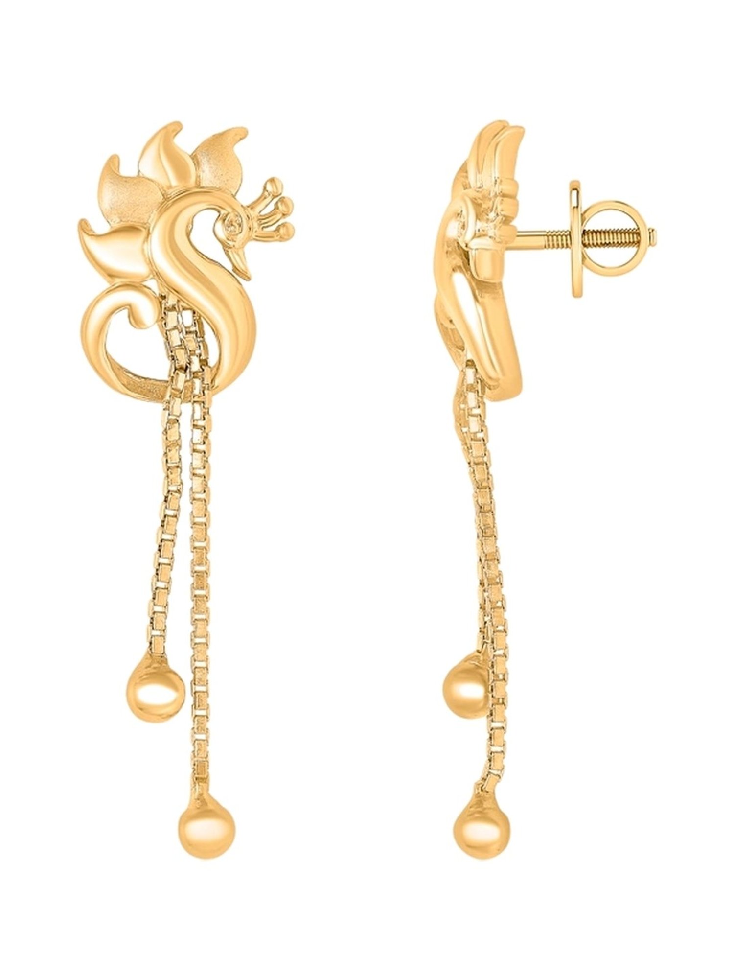 P.N.Gadgil Jewellers 22 Karat (916) BSI Hallmarked Yellow Gold Galaxy Ripple DanglerEarring