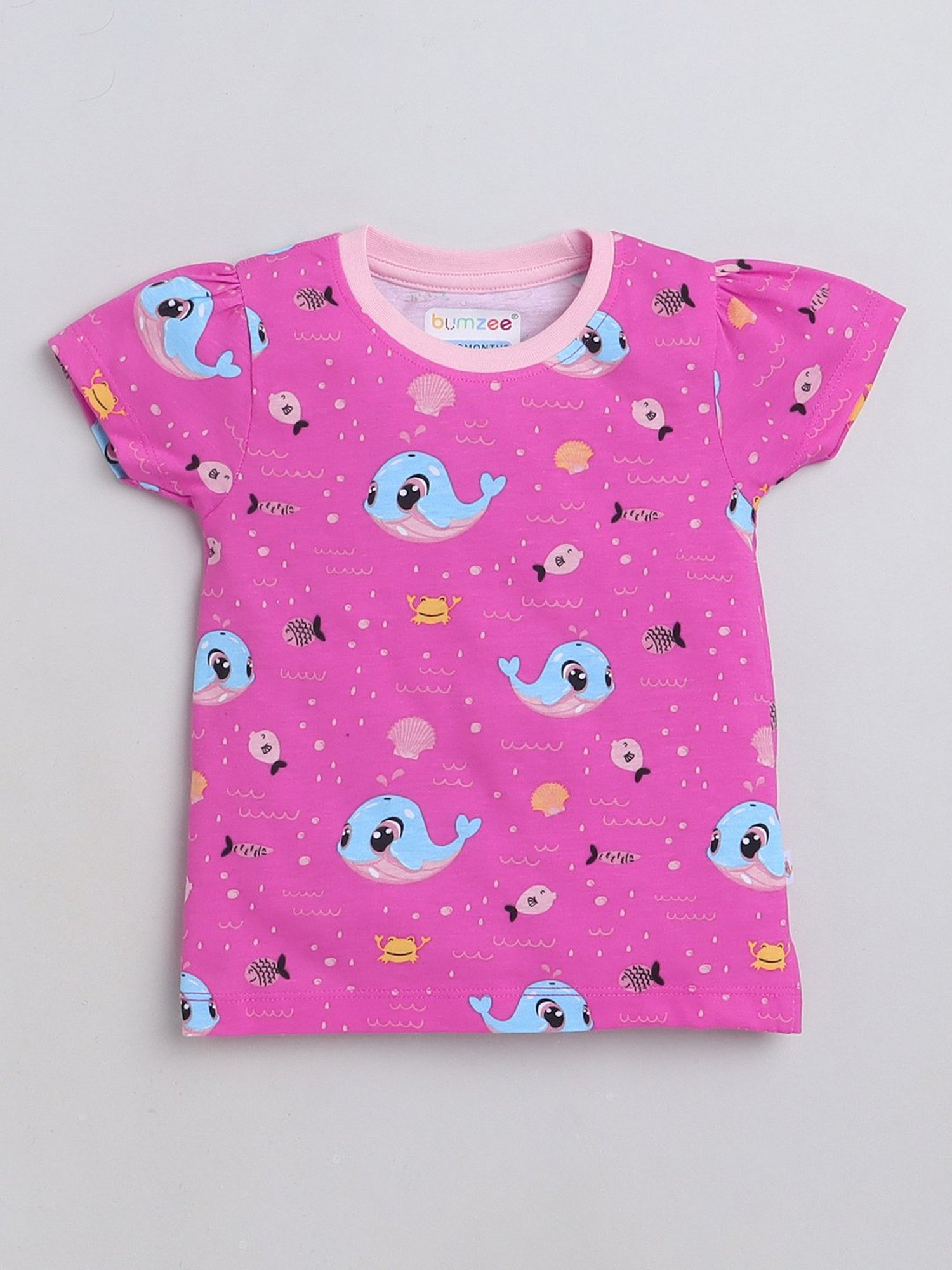 Bumzee Kids Pink Printed Top With Shorts