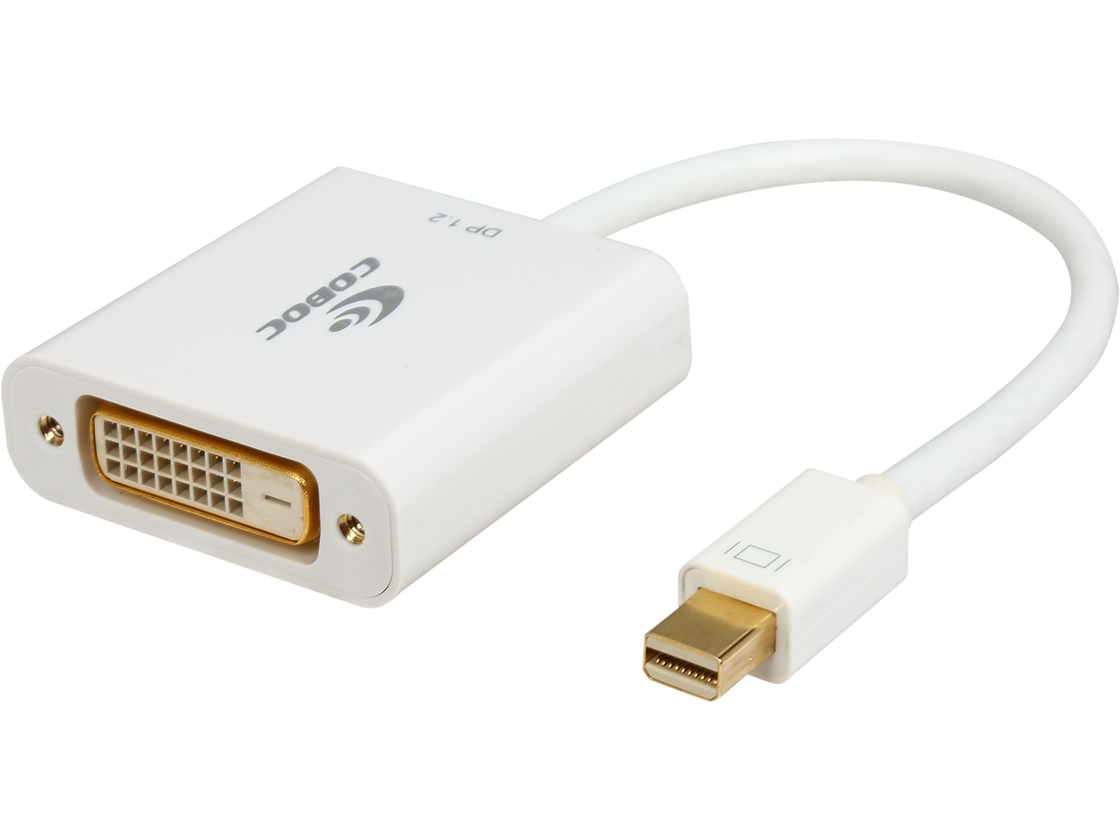 Coboc CL-AD-MDP2DVI-6-WH Mini DP DisplayPort to DVI Video Adapter Converter Compatable with Thunderbolt MacBook