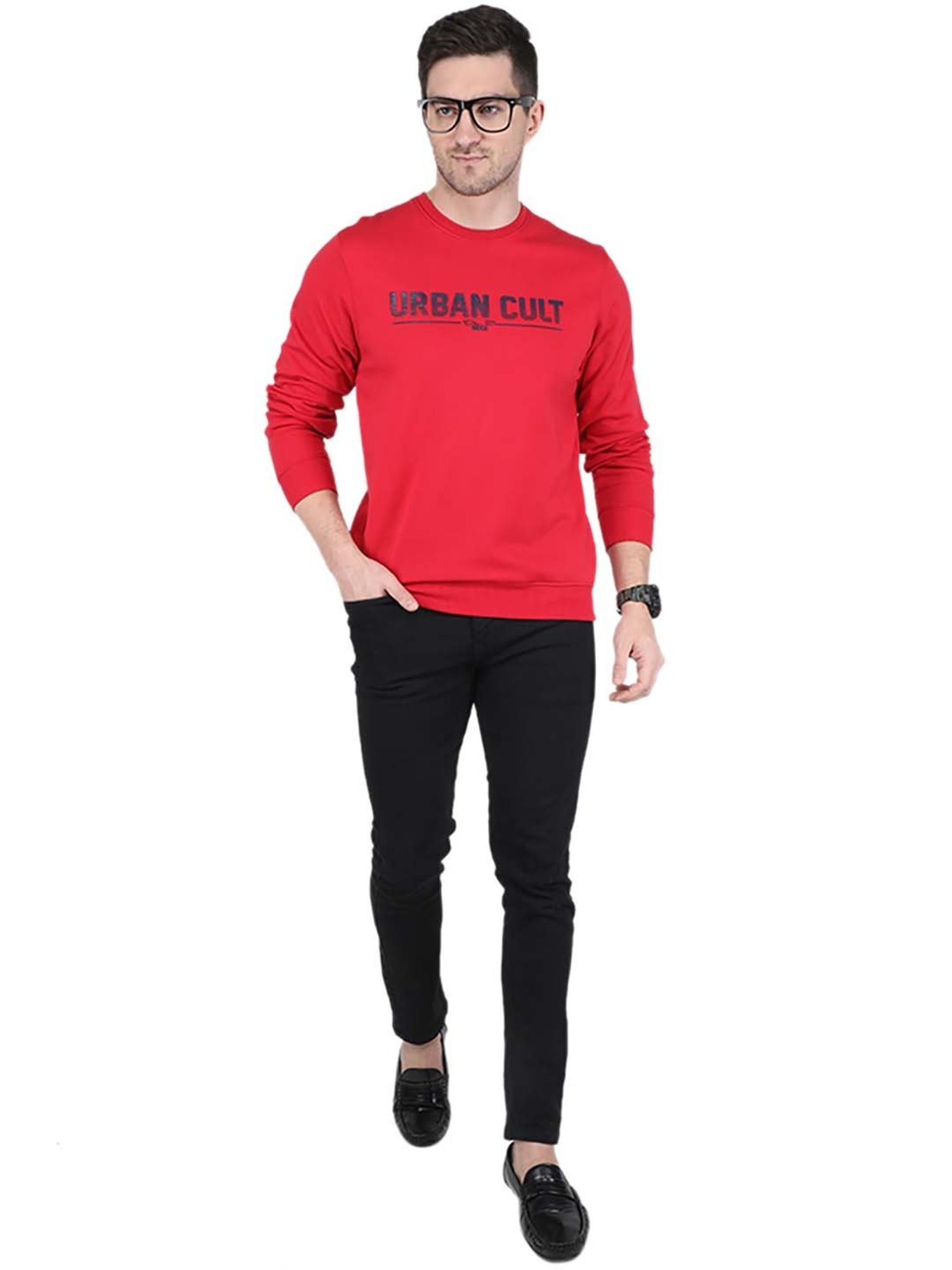 MOCA by Monte Carlo Red Regular Fit Printed Sweatshirt