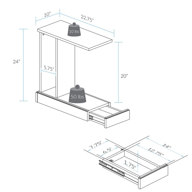 Monroe C Table with Concealed Drawer Mocha Brown - Flora Home