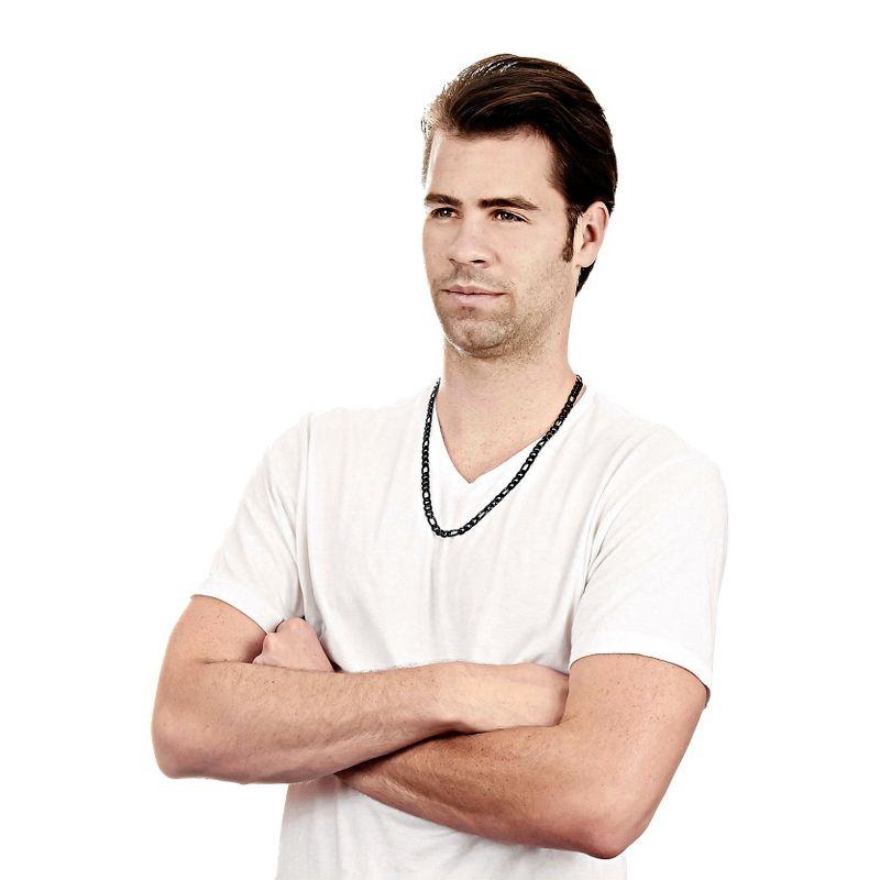 Crucible Men's Black Plated Stainless Steel Figaro Chain Necklace