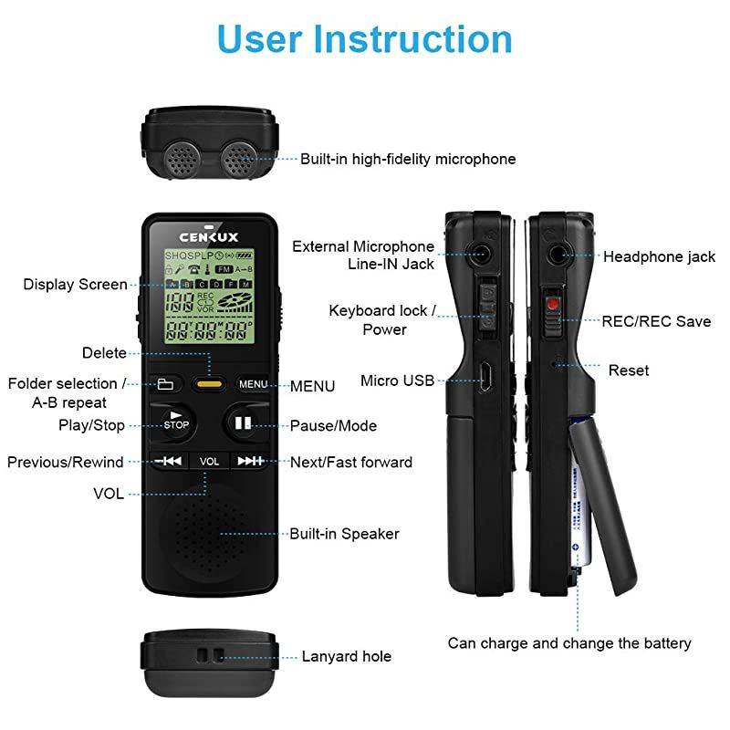 Digital Voice Recorder, 8GB 1536Kbps Double Microphone Noise Reduction Audio Voice Activated Recorder,Portable Sound Recorder MP3 Player for Lectures/Meetings/Interviews/Learning