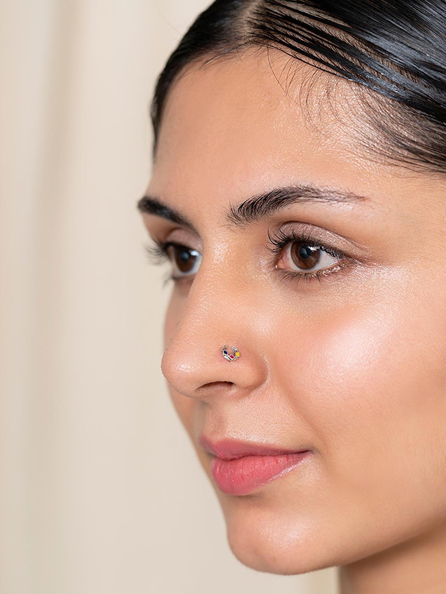 Shaya 92.5 Sterling Silver Sadu Bharat Style Nosepin for Women