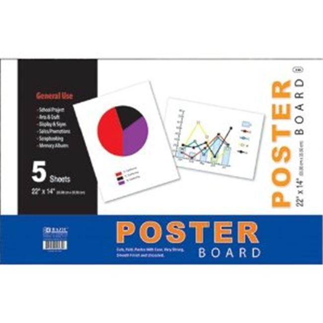 Bazic 530- 48 22 in. x 14 in. White Poster Board- Pack of 48