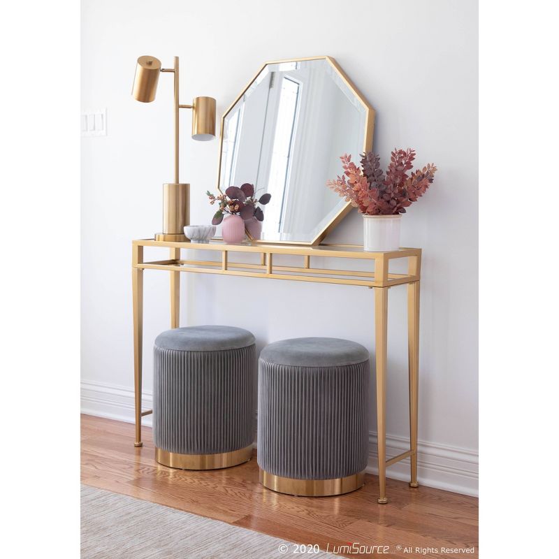 Marla Contemporary Nesting Pleated Ottomans Gold/Gray - LumiSource