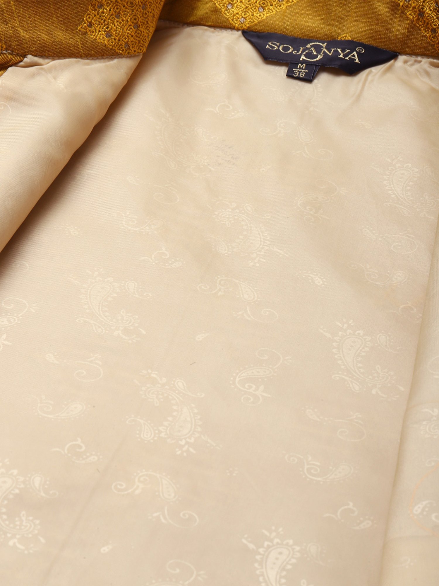 Sojanya Yellow Regular Fit Self Pattern Nehru Jacket