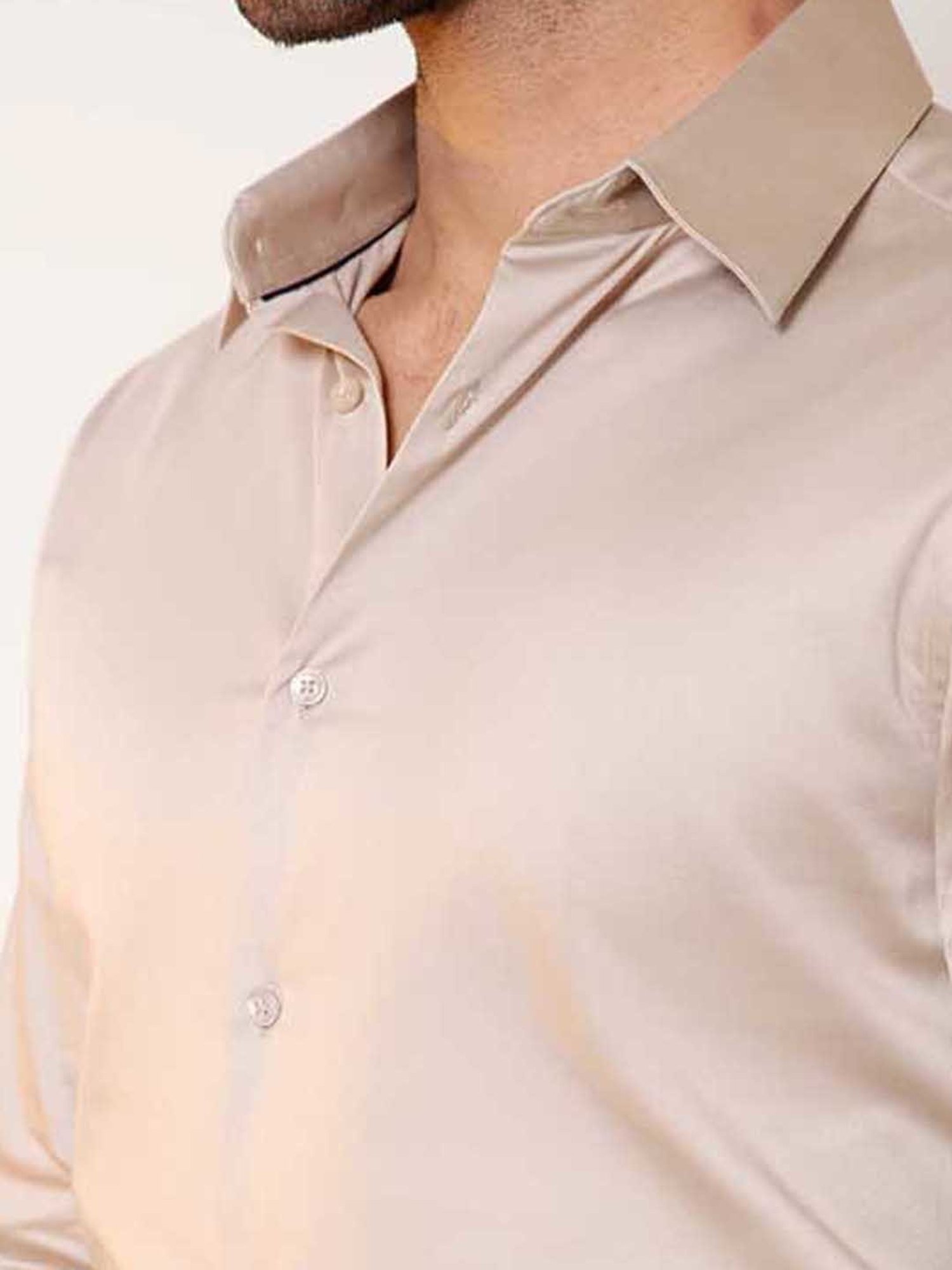 SUBTRACT Beige Slim Fit Shirt