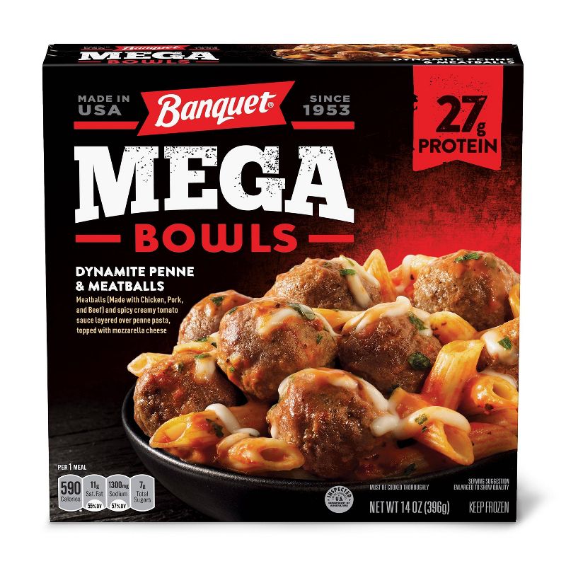 Banquet Mega Bowls Frozen Dynamite Penne & Meatballs - 14oz