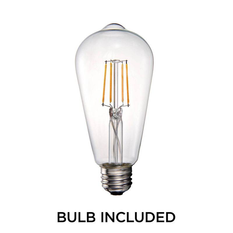 Franklin Iron Works Industrial Farmhouse Wall Light Sconce LED Brushed Nickel 9 1/4" High Fixture Seedy Glass for Bedroom Bathroom