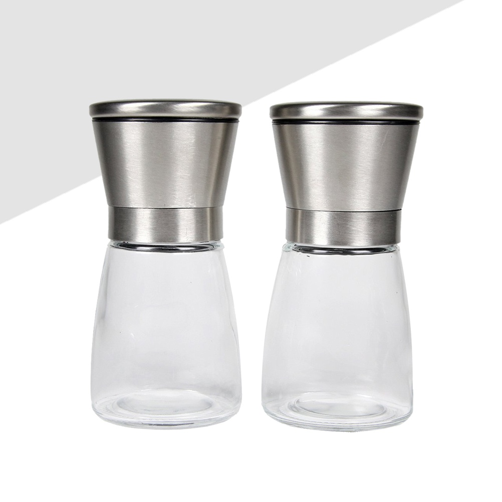 2pcs Stainless Steel Pepper Grinder Manual Pepper Cruchser Hand Crank Twist Spice Herb Mill