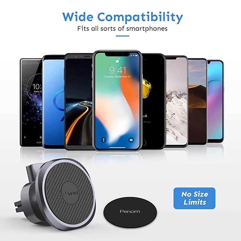 Magnetic Phone Car Mount  Cell Phone Holder for Car Universal Air Vent Magnet Car Phone Mount Fits iPhone 11 Xs Max XR X 8 7 6S 6 Plus and Most Smartphones Space Grey