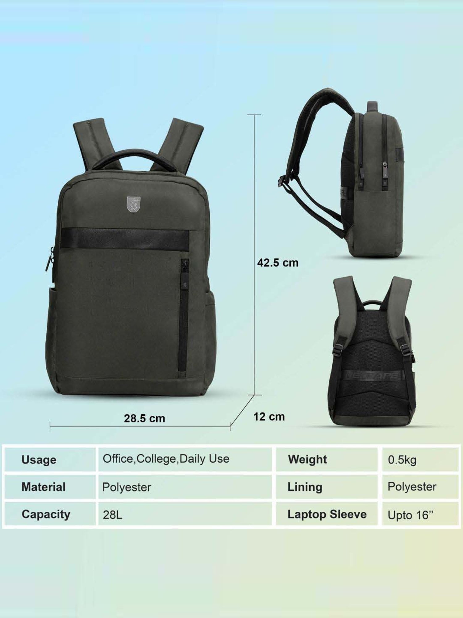 Red Tape 28 Grey Large Laptop Backpack