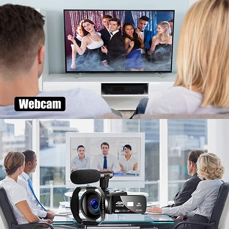 Camera 4K 48MP 18X Digital Camera WiFi Camera for YouTube IR Night Vision Camcorder 360&deg;Wireless Remote Control Vlogging Camera with External Microphone