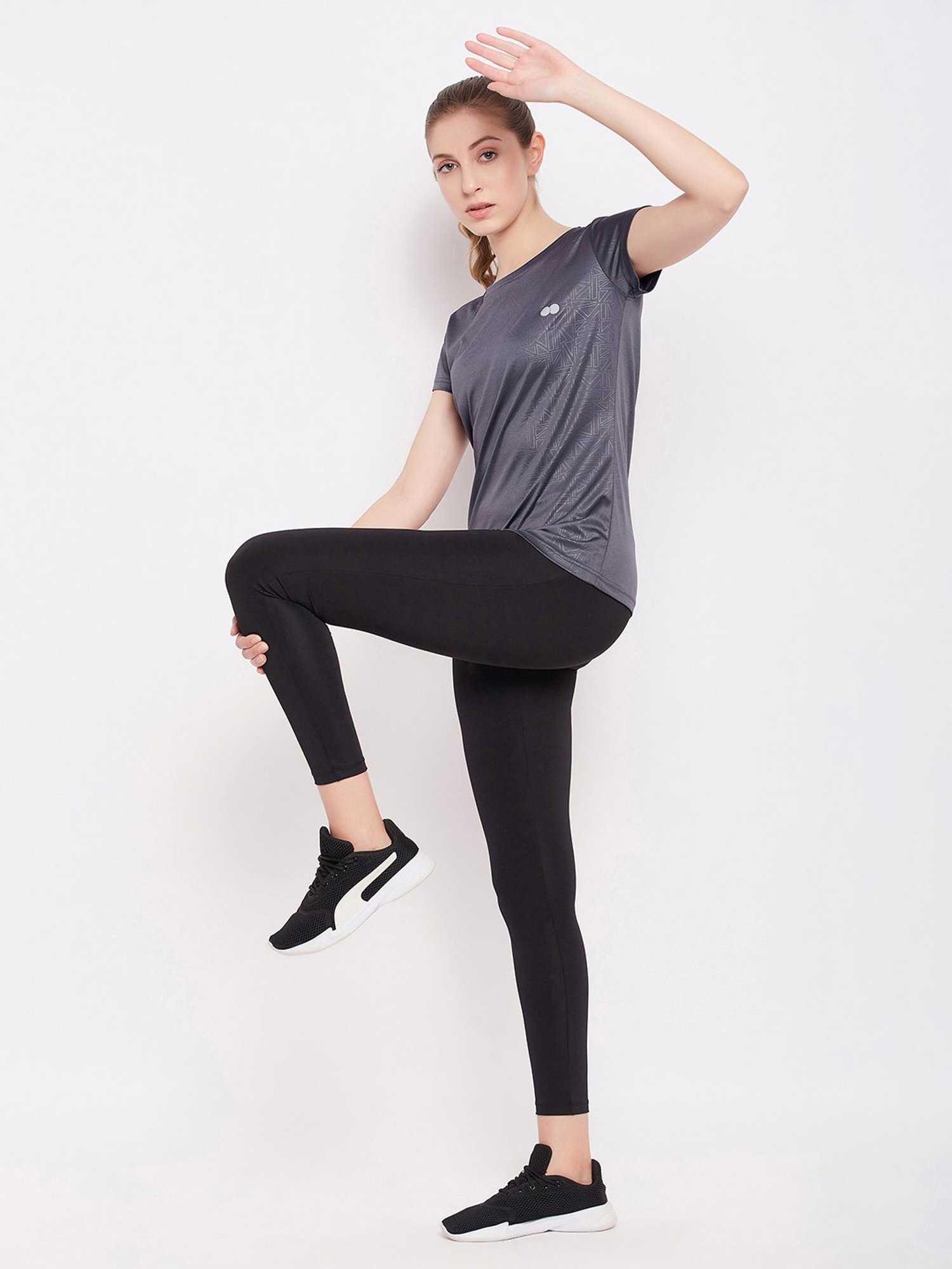 Clovia Dark Grey Active T-Shirt