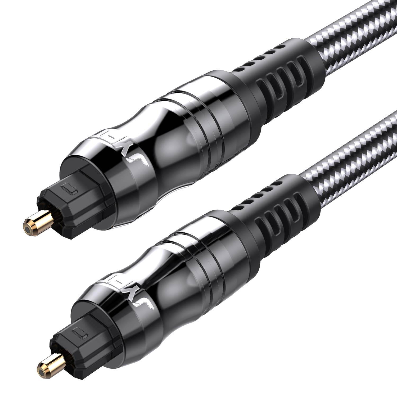 Digital Optical Audio Toslink Cable 6ft JYFT S/PDIF Port 24K Gold Plated Connectors for Home Theater Sound Bar TV PS4 Xbox Playstation 1Pack