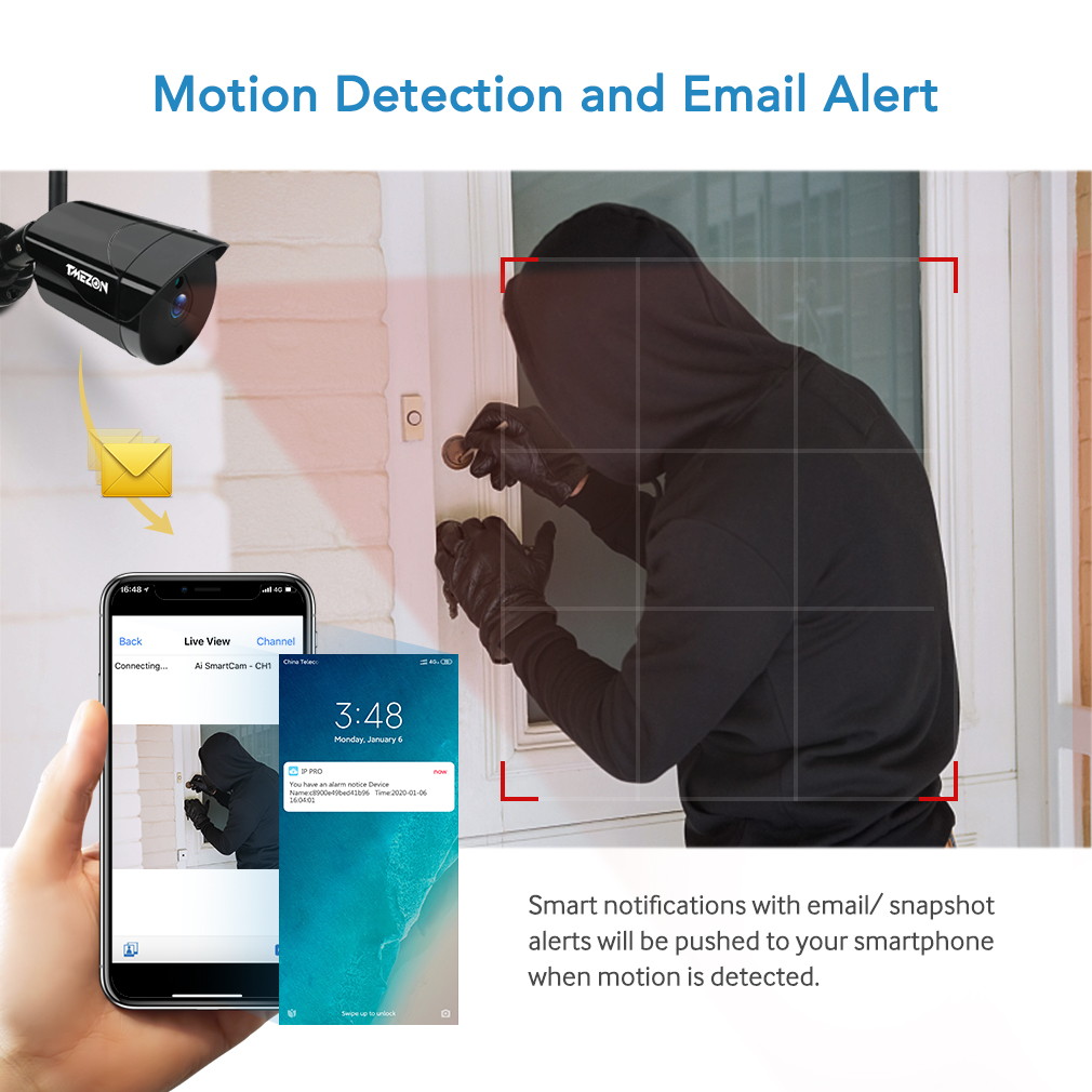 TMEZON Audio 2MP Wireless Security Camera System, 8CH Indoor Outdoor Video Surveillance NVR Systems with 2TB Hard Drive, 8Pcs 1080P Home WiFi IP Cameras, P2P, Waterproof, Night Vision, Remote Access