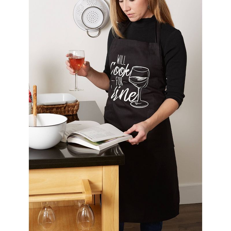 Cotton Cook For Wine Chefs Apron Black/White - Design Imports
