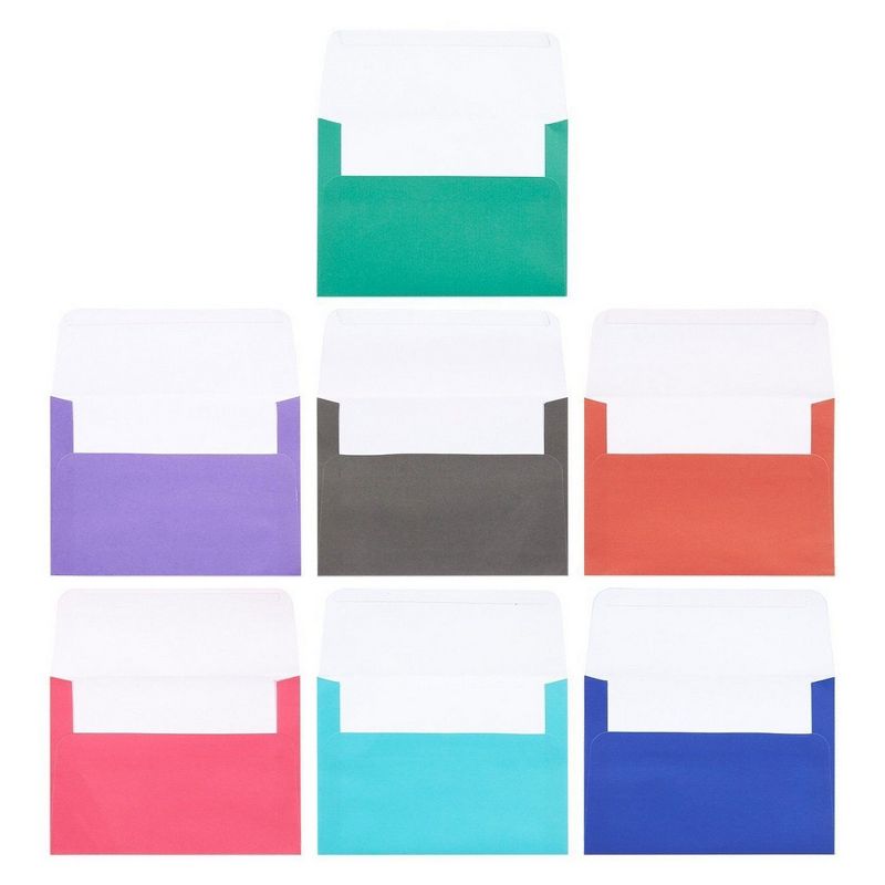 100 Pack Assorted Colors A7 Envelopes - Includes Blue, Pink, Purple, Green, Greeting Cards and Invitation Self Seal Square Flap Envelopes, 5.25x7.25"