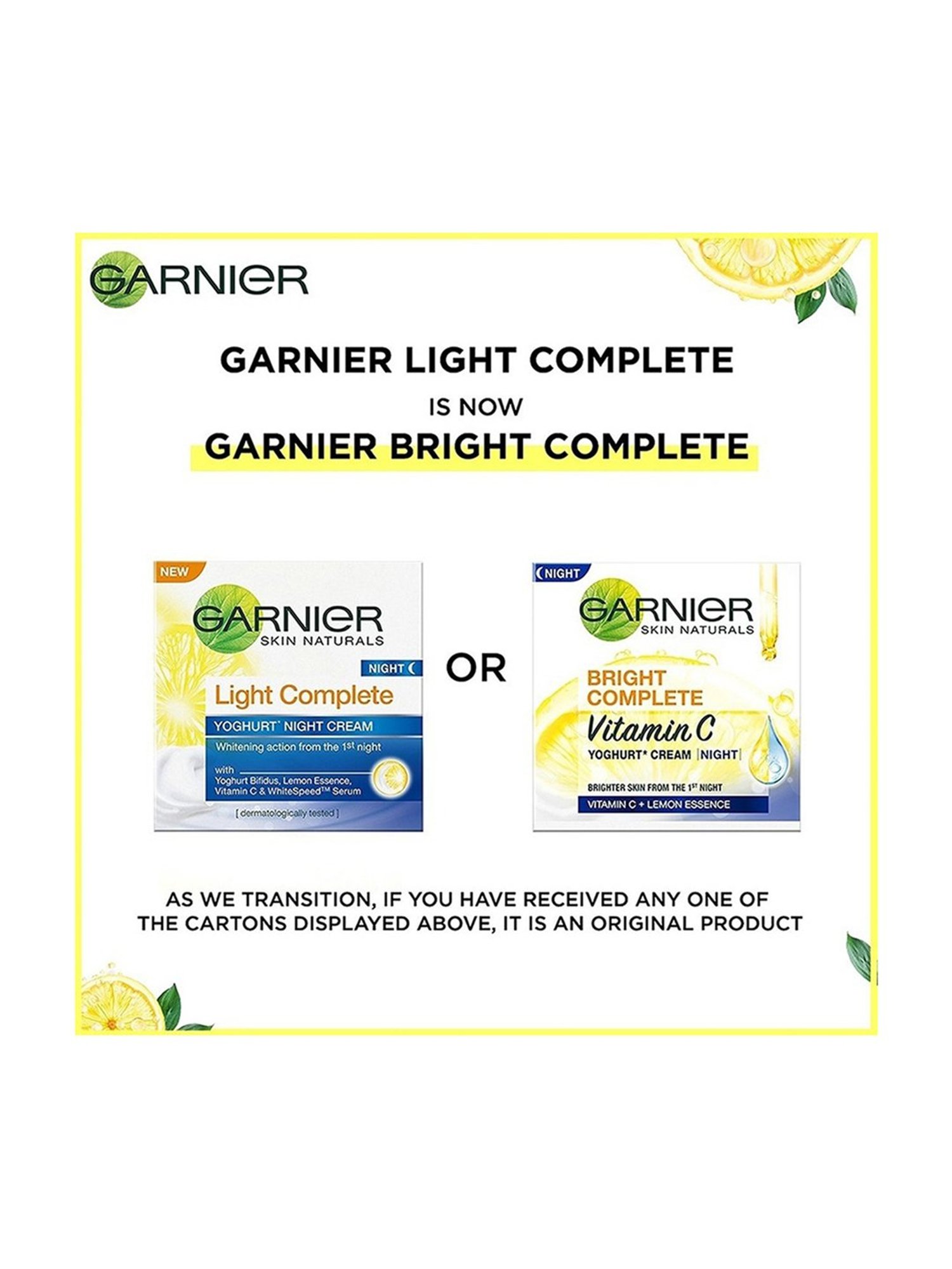 Garnier Bright Complete Vitamin C Yogurt Night Cream - 40 gm