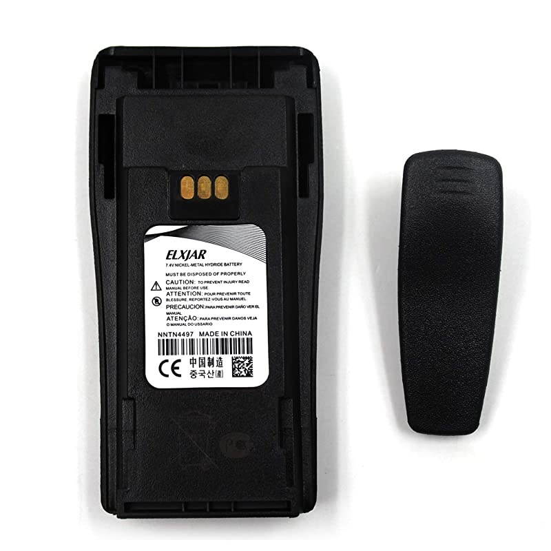 72V 1800mAh NiMH Battery NNTN4497 Compatible for Motorola Radio NNTN4496 CP040 CP150 CP200 CP200D CP380 CP200XLS EP450 EP450 PR400 GP3188 GP3688 Walkie Talkies with Belt Clip