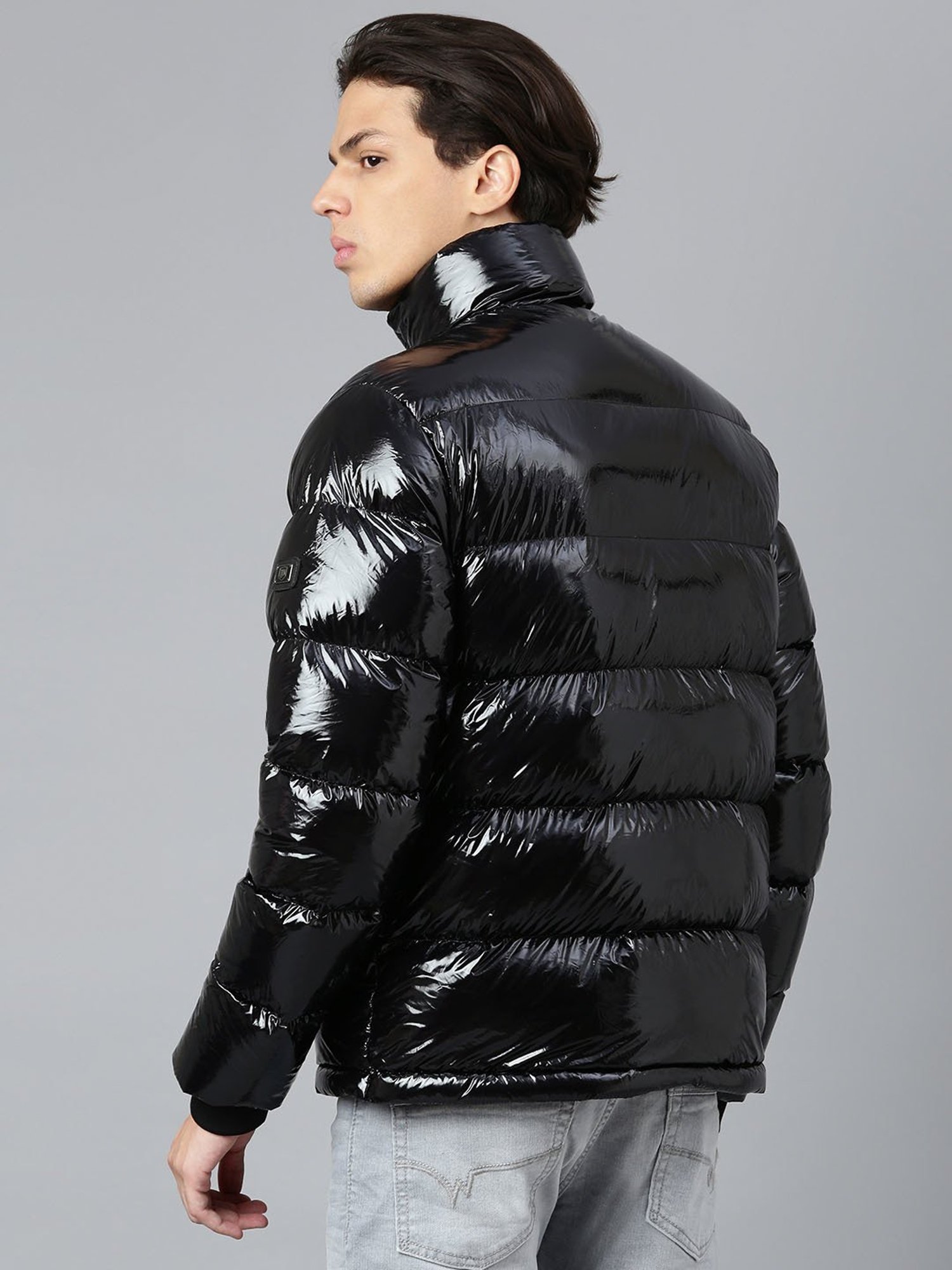Woods Black Regular Fit Quilted Jacket