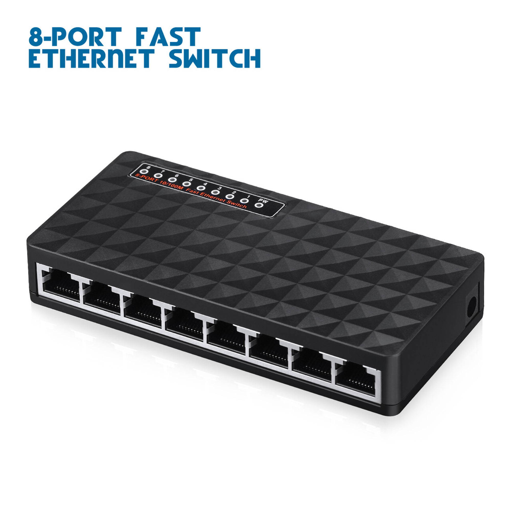Poweradd 10/100 Mbps 8 Port Fast Ethernet LAN Desktop RJ45 Network Switch Hub Adapter