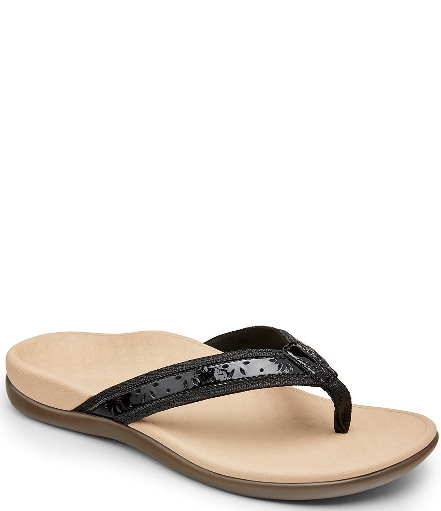Vionic Casandra Perforated Leather Thong Sandals