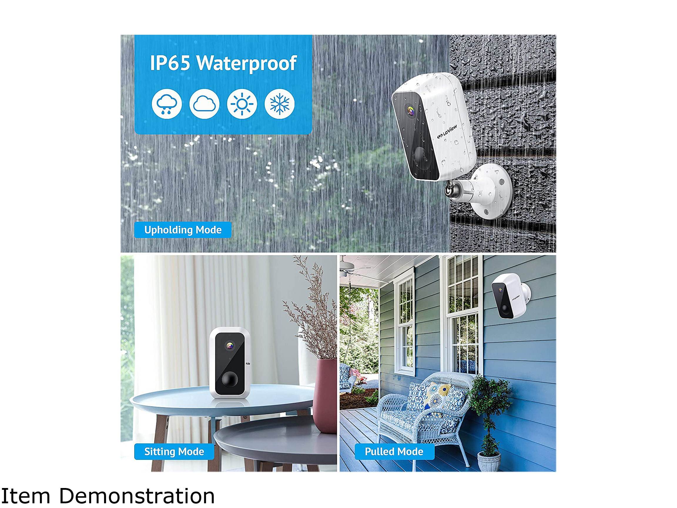 LaView Security Camera Outdoor, Rechargeable Battery Powered 9600mAh, Wireless Security Camera Waterproof, WiFi Camera 1080P HD, Include 1 32GB SD Card, AI Motion Detection, Night Vision