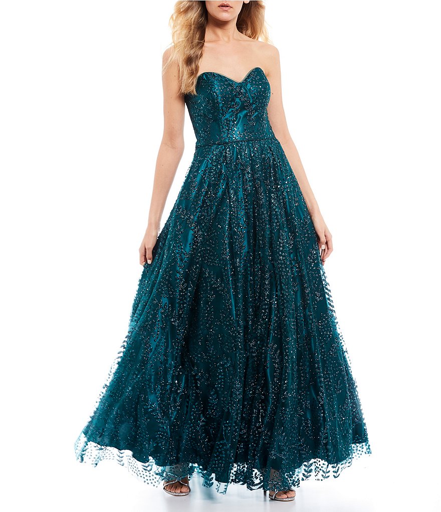 Blondie Nites Strapless Glitter Ball Gown