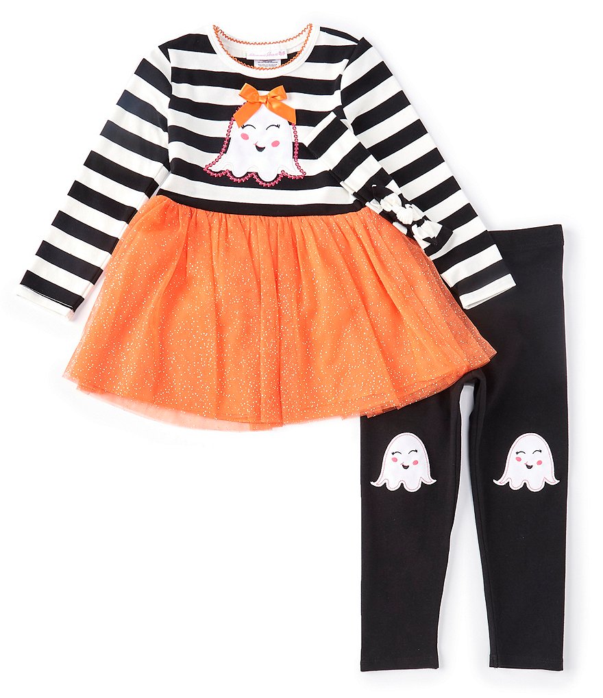 Bonnie Jean Little Girls 2T-6X Long-Sleeve Ghost Stripe Tutu Tunic & Leggings Set