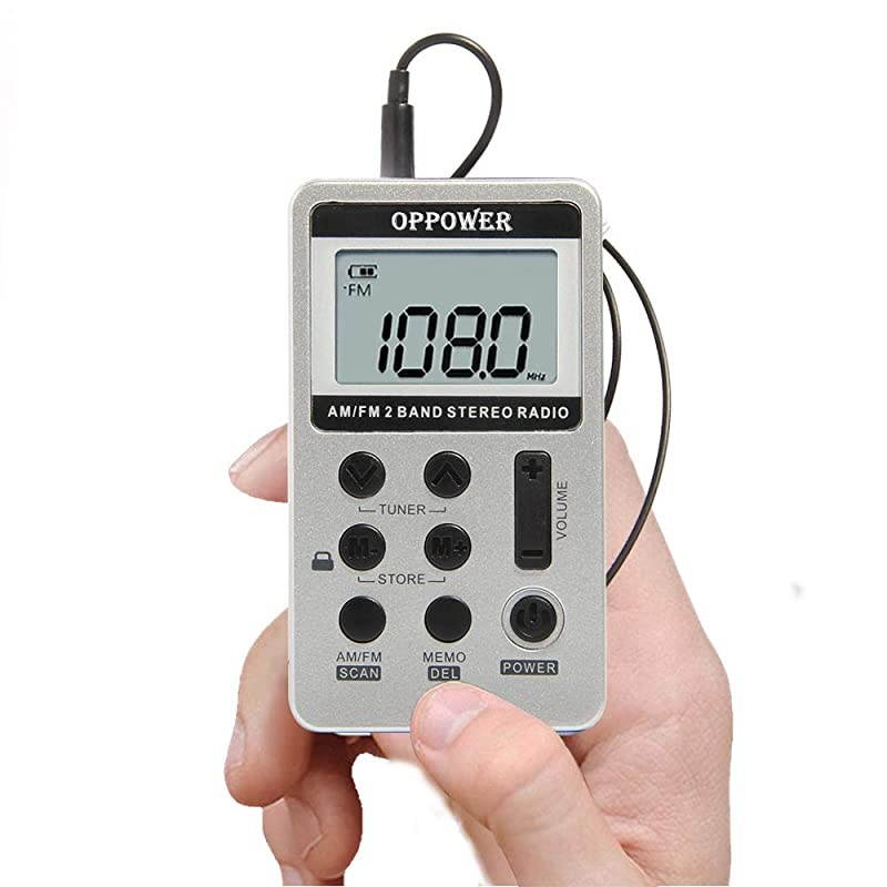 Portable AMFM Radio Digital Tuning Transistor Radio Personal Mini Stereo Radio with Earphone and Rechargeable Battery for WalkSilver