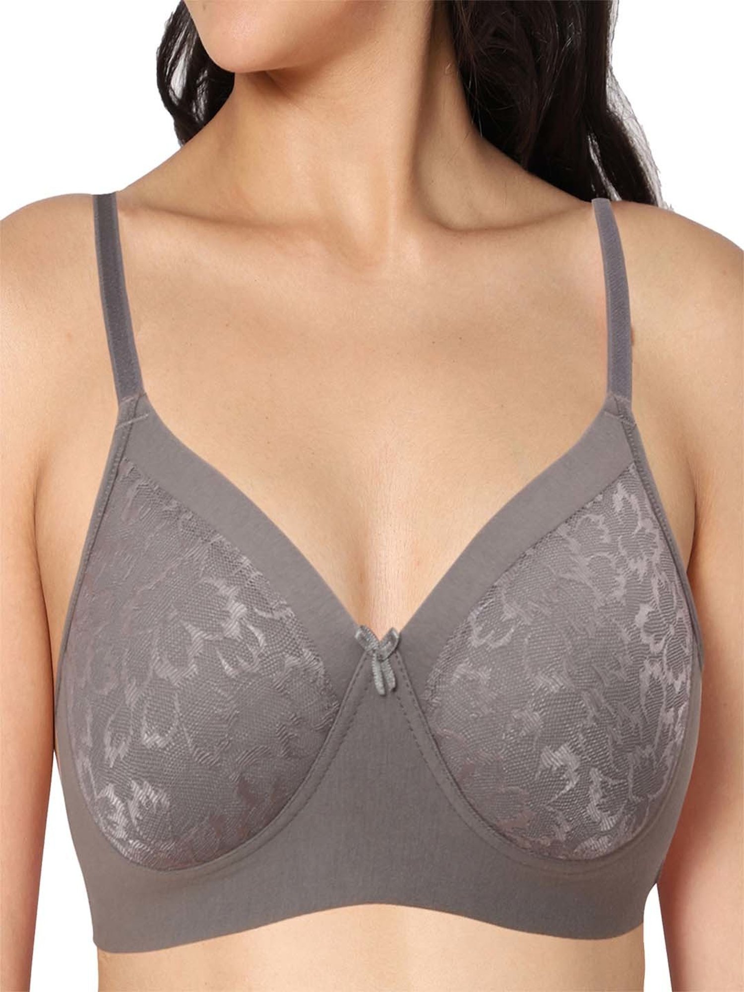 IN CARE Grey & Peach Non-Wired Full Coverage Push-Up Bra - Pack of 2
