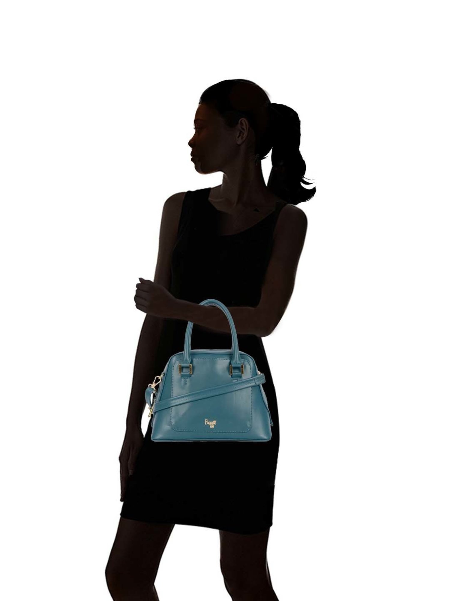 Baggit Blue Solid Medium Bowler Bag
