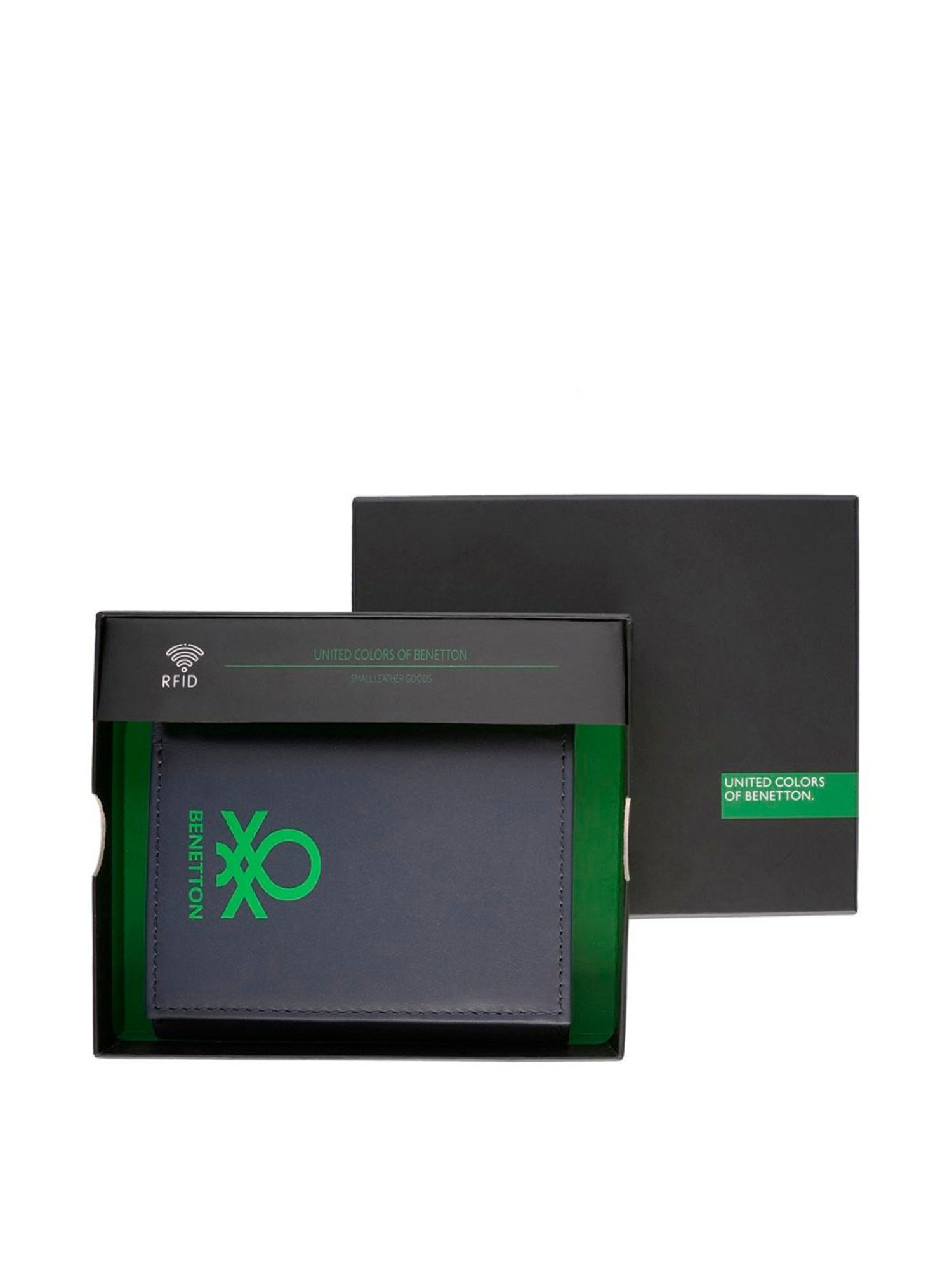 United Colors of Benetton Toledo Navy Leather Solid Tri-Fold Wallet