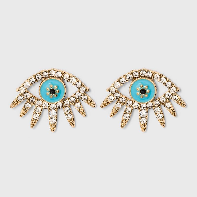 SUGARFIX by BaubleBar Crystal Evil Eye Stud Earrings - Turquoise