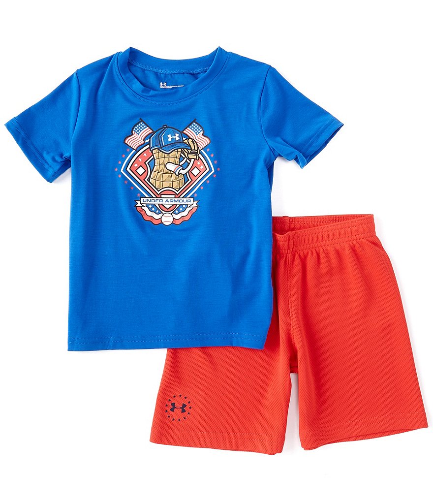Champion Little Boys 2T-7 Short-Sleeve Script Logo Tee & Short Set