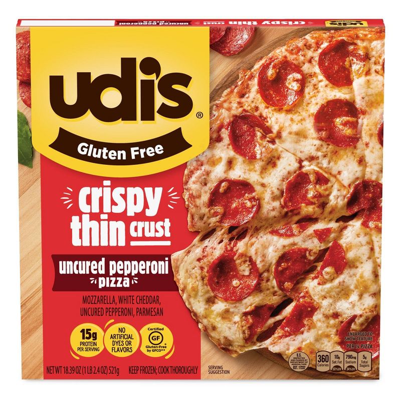 Udi's Gluten Free Crispy Thin Crust Uncured Pepperoni Frozen Pizza - 18.39oz