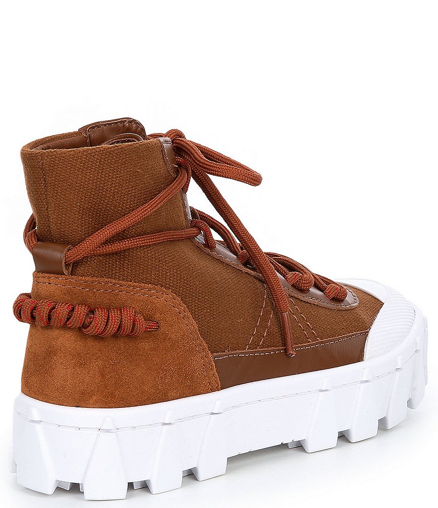 Schutz Kirk Canvas Leather Lugged Platform Sneakers