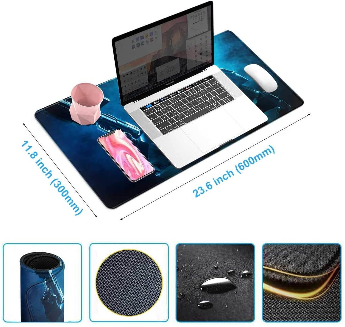 Extended Gaming Mouse Pad Star Wars Republic Commando,Mousepad With Anti-Slip Rubber Base & Stitched Edges,Smooth Surface Laptop Desk Pad,Computer Keyboard And Mice Combo Pads Mouse Mat 23.6X11.8 Inch