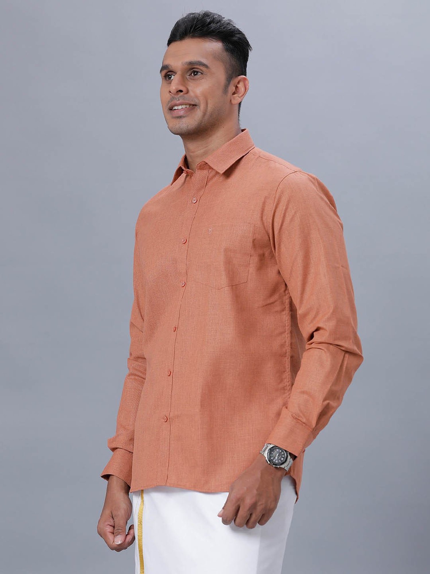 Ramraj Brown Regular Fit Shirt