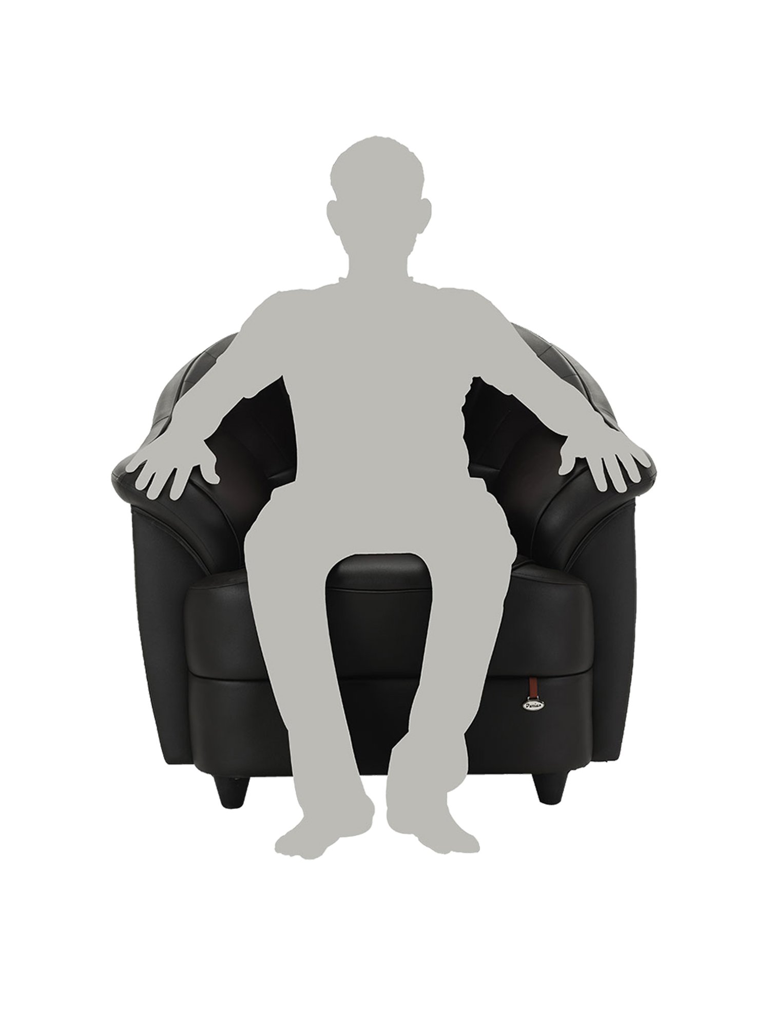 Durian Berry Black Premium Leatherette 1 Seater Sofa