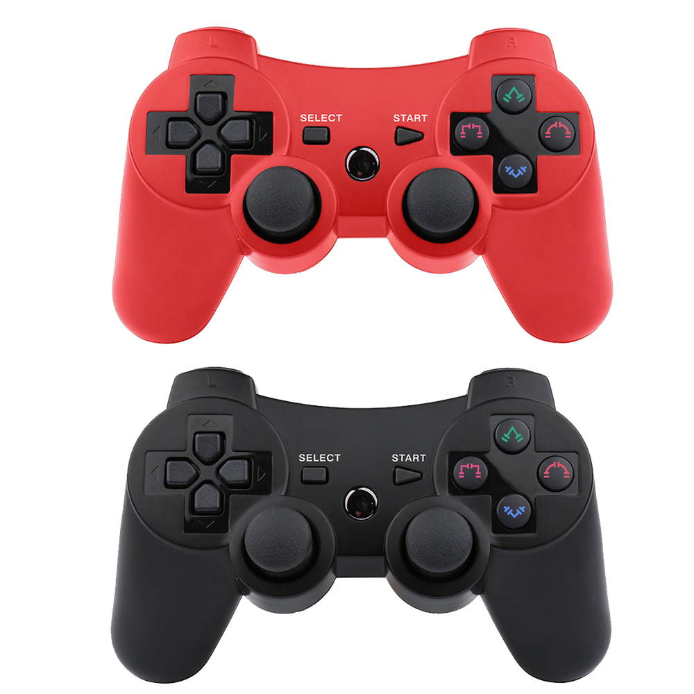 CHENGDAO PS3 Controller 2 Pack Wireless Dual Shock Gamepad for Sony Playstation 3 with Charging Cord (Black + red )