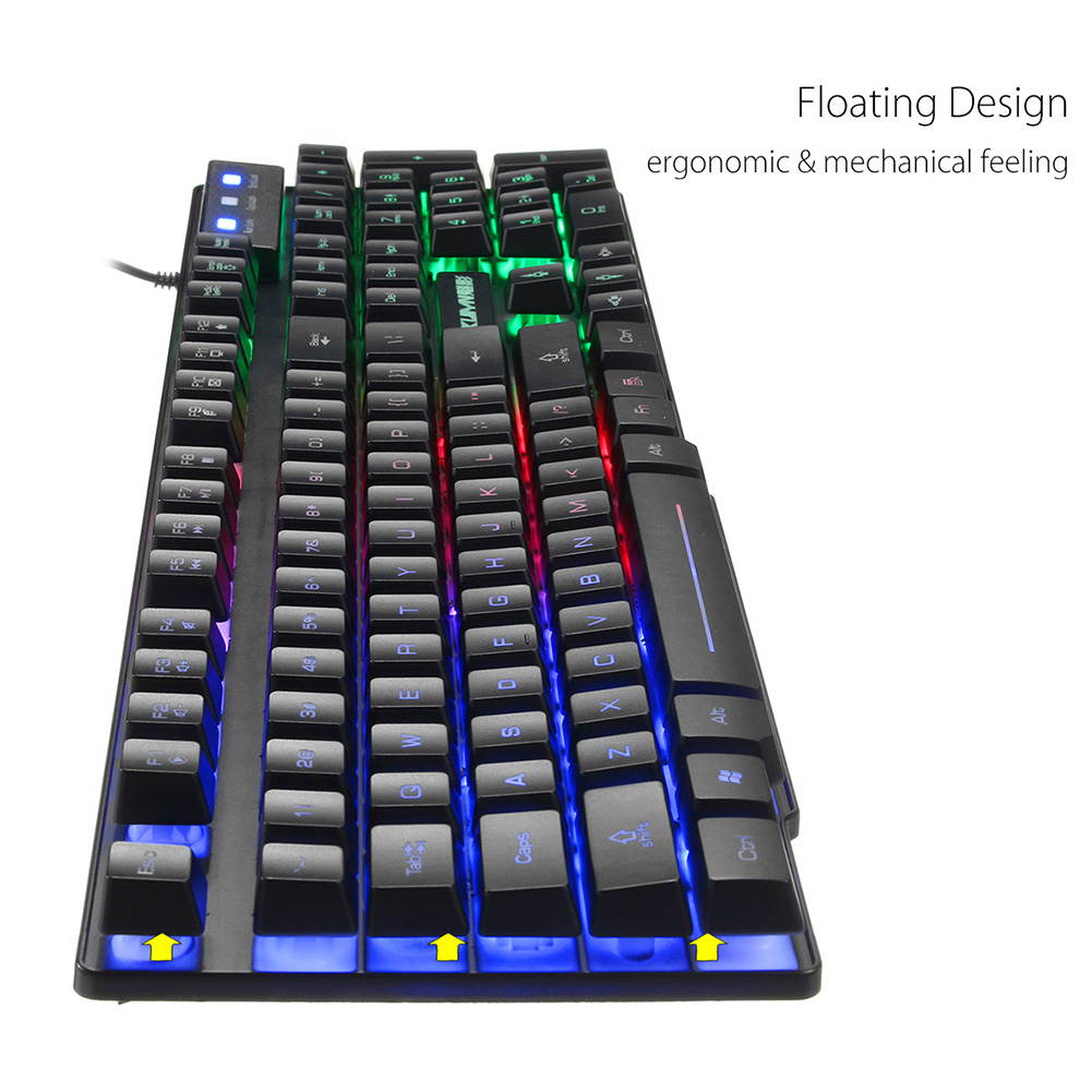 FADDARE Gaming Keyboard and Mouse USB Combo Large Mouse Pad Set Ergonomic High Mechanical Feel Borderless Rainbow Backlight 2400DPI Adjustment Wired for Windows PC (Keyboard Mouse Mousepad Set)