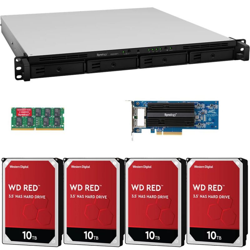 Synology RS820RP+ 4-Bay RackStation NAS with Synology 10Gb Adapter 18GB RAM 32TB (4x8TB) of Western Digital RED NAS Drives Fully Assembled Tested By CustomTechSales