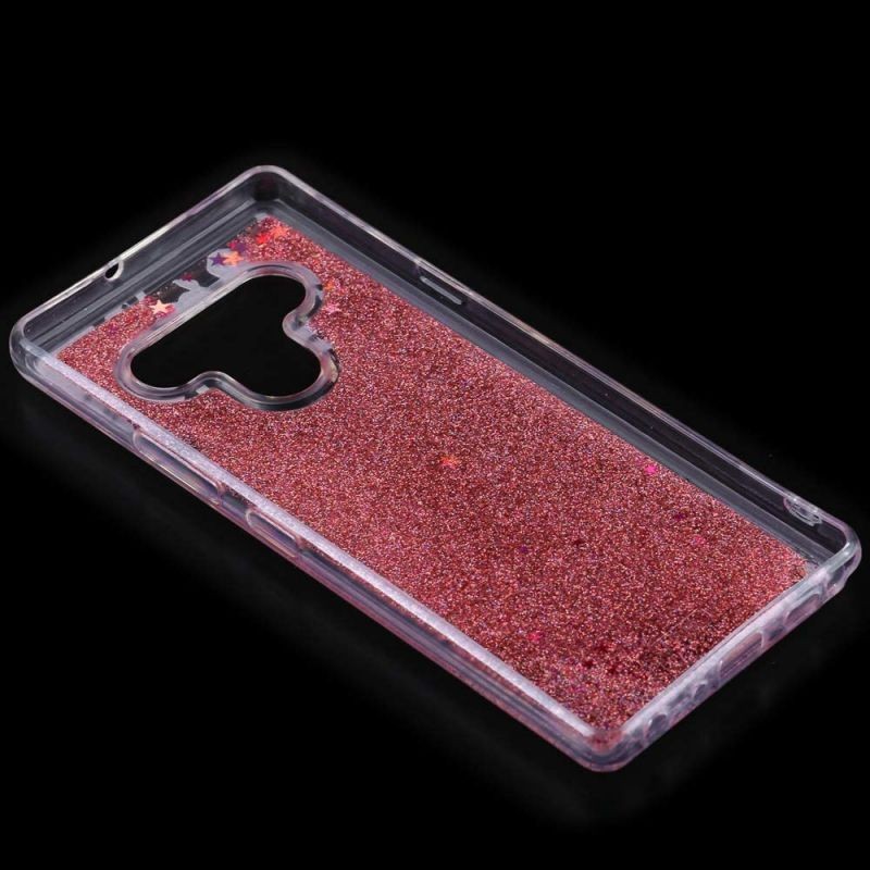 REDShield Waterfall Ring Liquid Sparkling Quicksand TPU CASE for LG STYLO 6 - Pink Flower