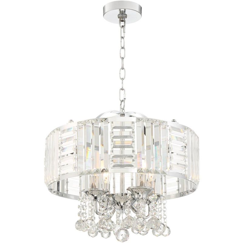 Vienna Full Spectrum Chrome Small Pendant Light Fixture 18" Wide Modern Contemporary Crystal Drum for Dining Room Kitchen Bedroom