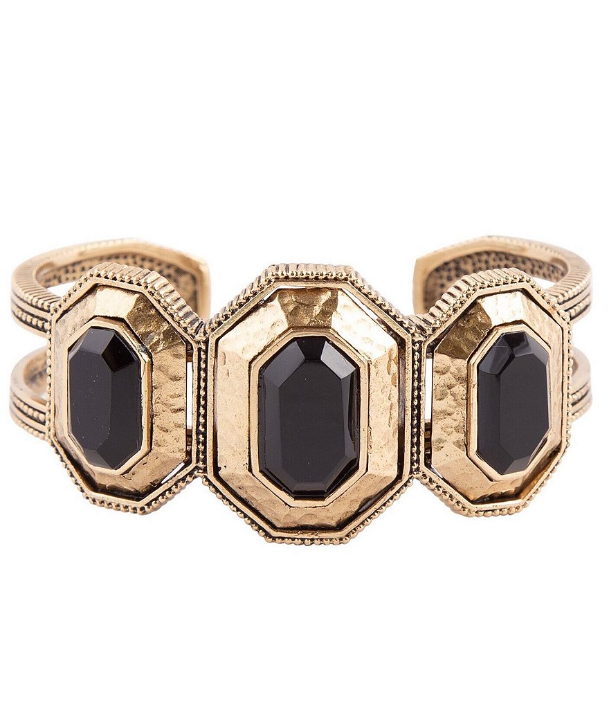 Barse Bronze and Faceted Onyx Statement Cuff Bracelet