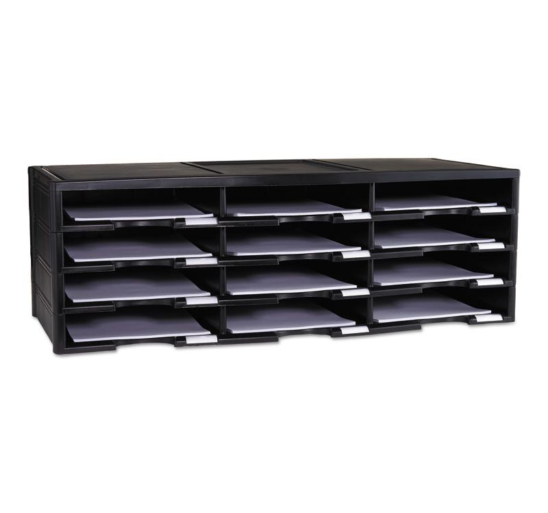 Storex Literature Organizer 12 Section 10 5/8 x 13 3/10 x 31 2/5 Black 61602U01C