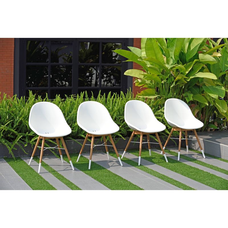 Metz 11pc Rectangular Teak/Resin Patio Dining Set - White - Amazonia